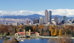 The skyline of Denver, CO